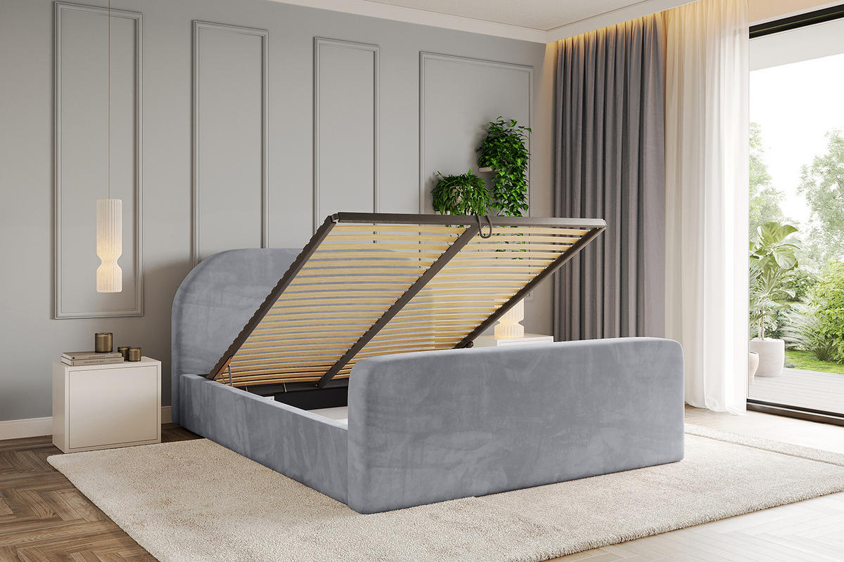 POLSTERBETT mit Bettkasten, Fußteil und Lattenrost, Boxbett mit Matratze H3/H4 - TIVON-Z 120x200 Hellgrau - Hellgrau, Holzwerkstoff/Textil (120/200cm) - ALTDECOR
