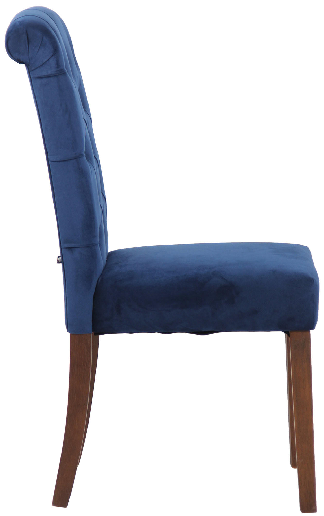 ESSZIMMERSTUHL Lisbon Samt, Gestell Kautschukholz Braun Blau - Blau/Braun, Holz/Textil (45/98/63cm) - TPFLiving