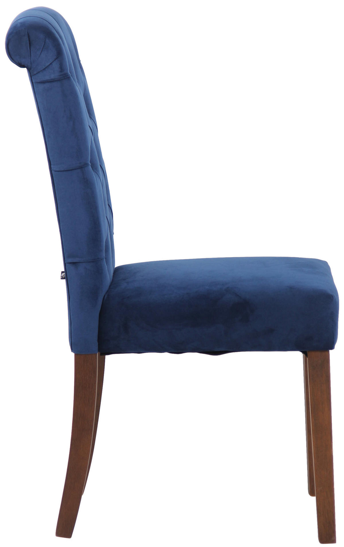 ESSZIMMERSTUHL Lisbon Samt, Gestell Kautschukholz Braun Blau - Blau/Braun, Holz/Textil (45/98/63cm) - TPFLiving