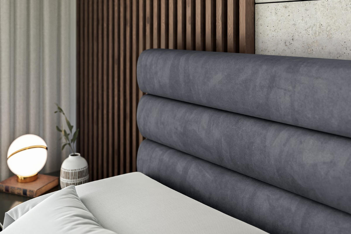 BOXBETT mit Matratze H4 und Lattenrost - CELESTIA - 200x200 cm - H4 - Dunkelgrau - Dunkelgrau, Holzwerkstoff (200/200cm) - ALTDECOR