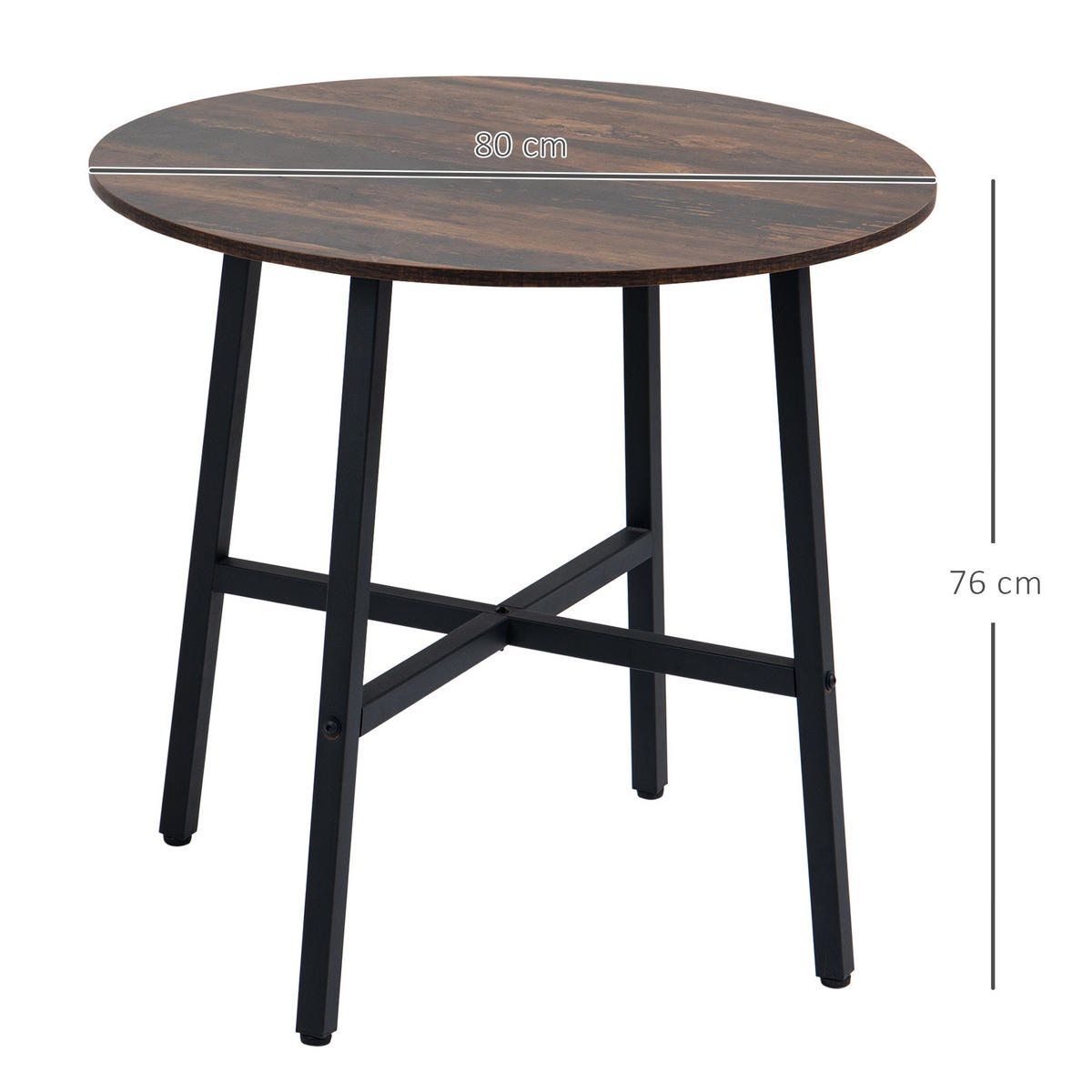 ESSTISCH aus Holzwerkstoff und Metall 80x80x76 cm Braun für 4 Personen mit rutschfesten Fußpolstern - Braun, Holzwerkstoff (80/80/76cm) - Modfu