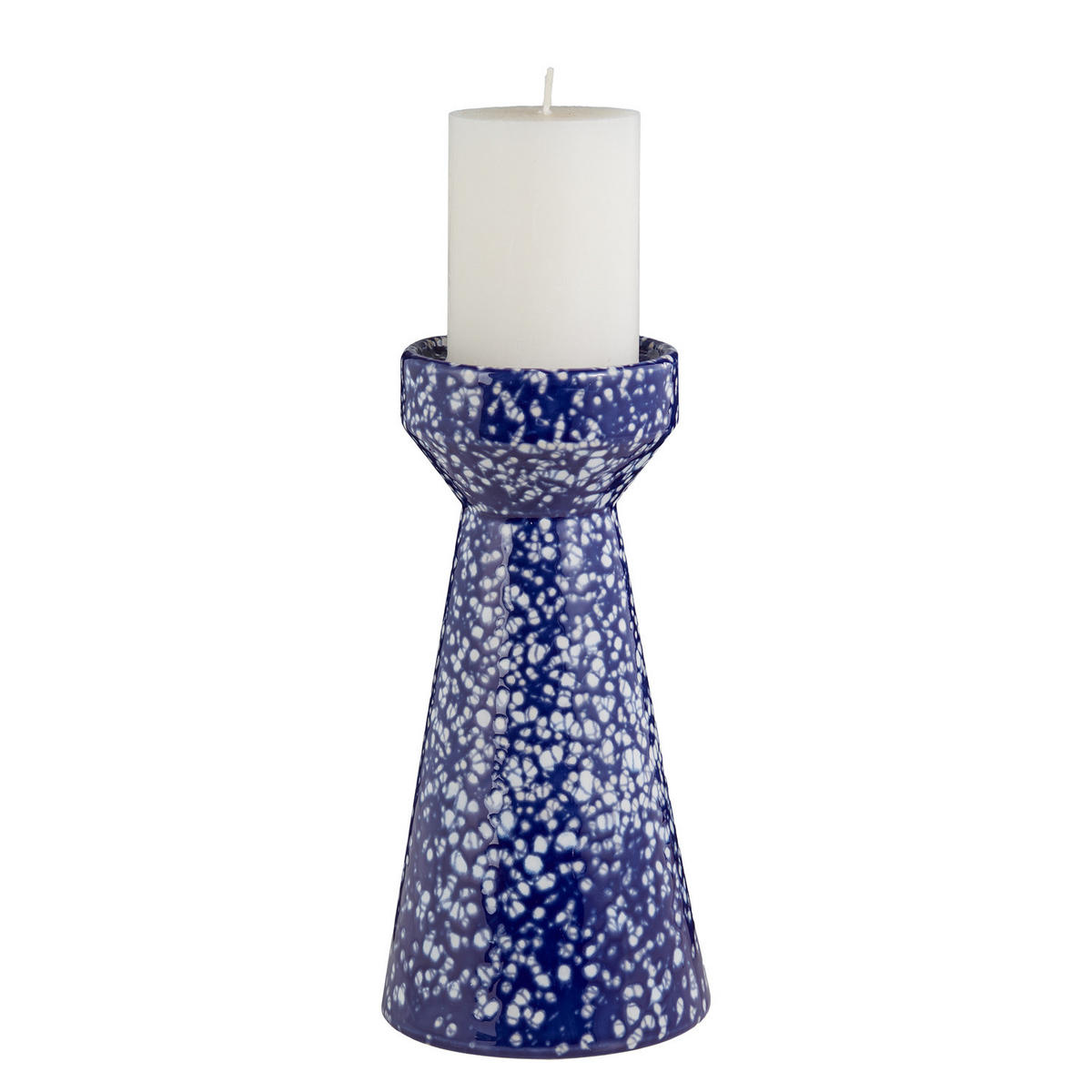 KERZENHALTER Speckle für Stumpenkerzen - Blau, Keramik (13/25/13cm) - BUTLERS