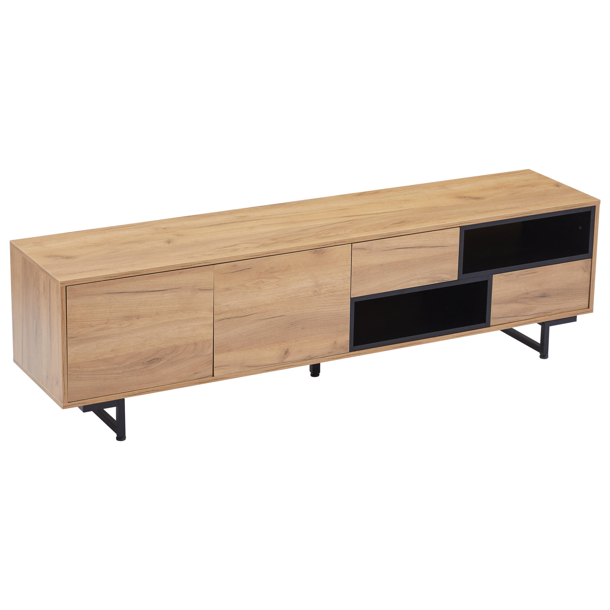 LOWBOARD DE-40320 mit Stufenfächern und Holzoptik Holz - Naturfarben, Holzwerkstoff (173/48/38cm) - ComfortXL