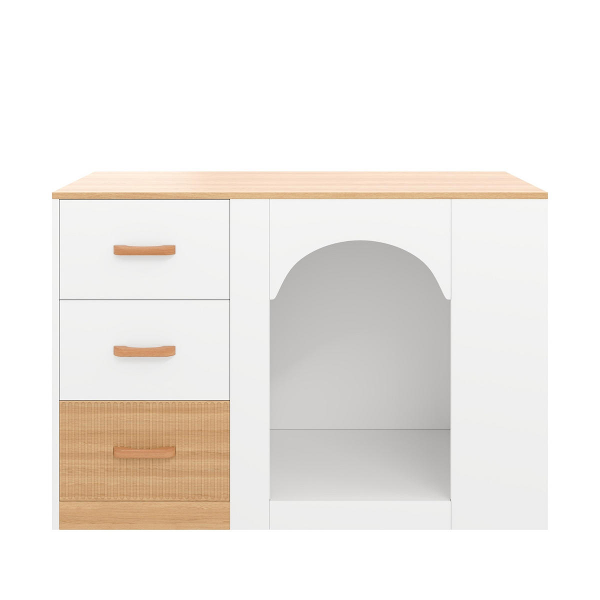 KÜCHENINSEL MIT RUHEBEREICH MIT 3 SCHUBLADEN, Kombination Und Holzoptik, 120/60/90 cm - Weiß, Holzwerkstoff (60/90/120cm) - Rolipo