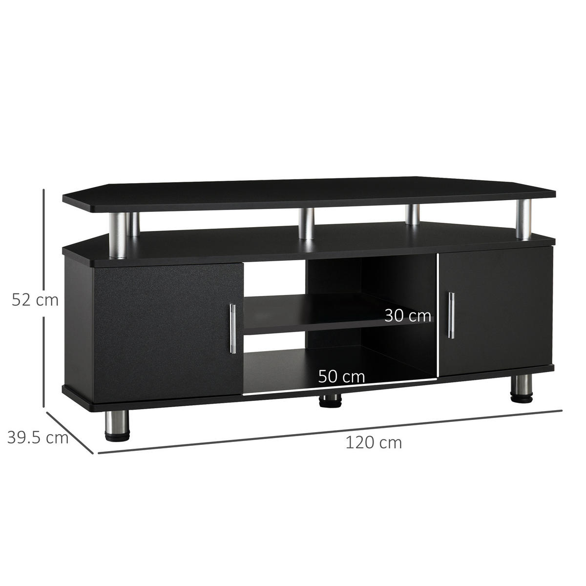 TV-MÖBEL Schwarz 1 Stück - Schwarz, Holzwerkstoff (120/52/39.5cm) - GiPP