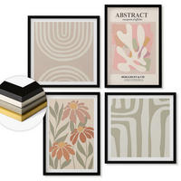 WANDBILDER 4er-Set - 50x50 cm & 40x60 cm Schwarzer Rahmen - Abstrakte Pflanzenformen - Schwarz, Kunststoff (50/50cm) - ArtPrintCave
