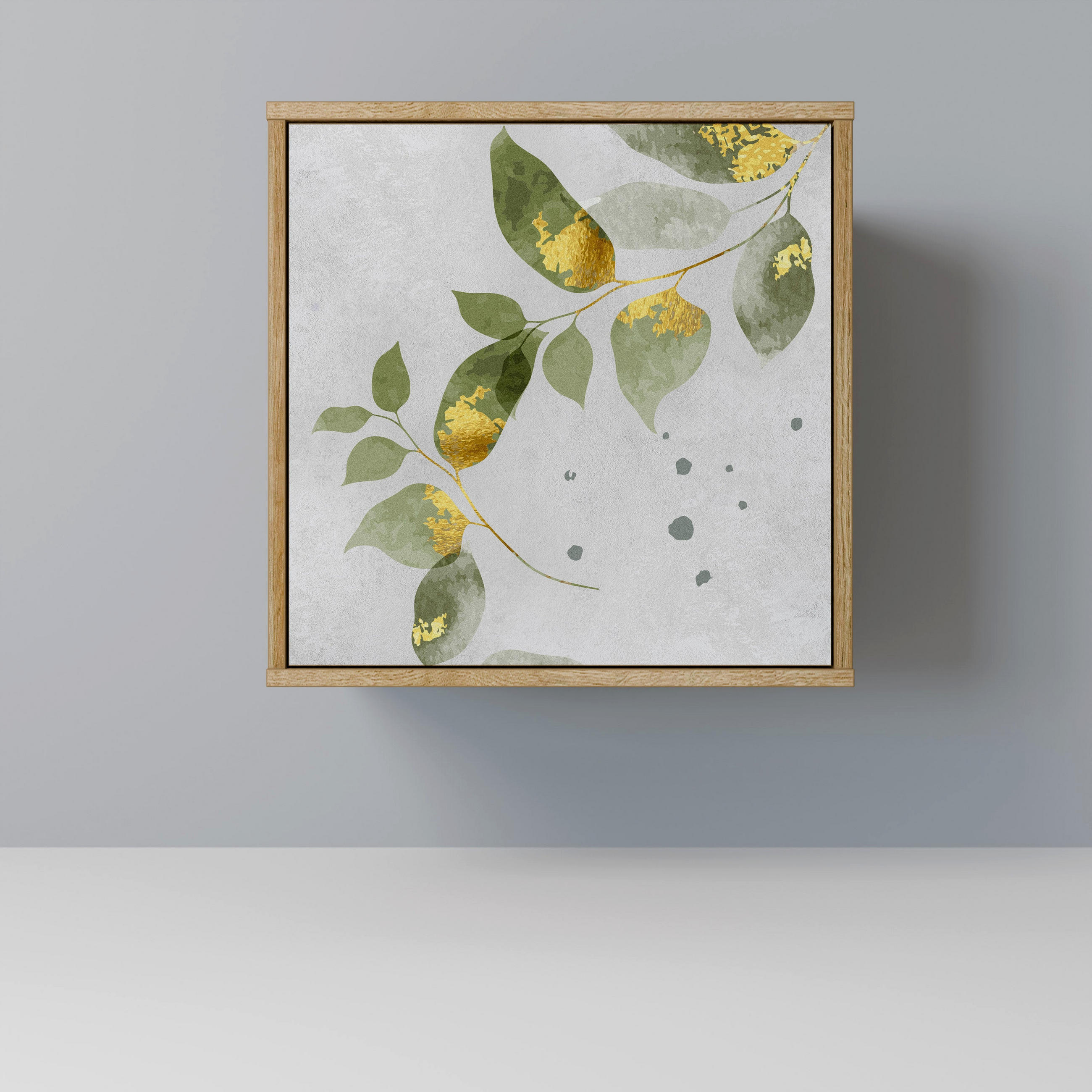 SIDEBOARD ELEGANT BOTANICS, Eichefarben, 57,5x42x57,5 cm, Ohne Füße - Eichefarben/Multicolor, Holzwerkstoff (57.5/57.5/42cm) - SpaceRebels