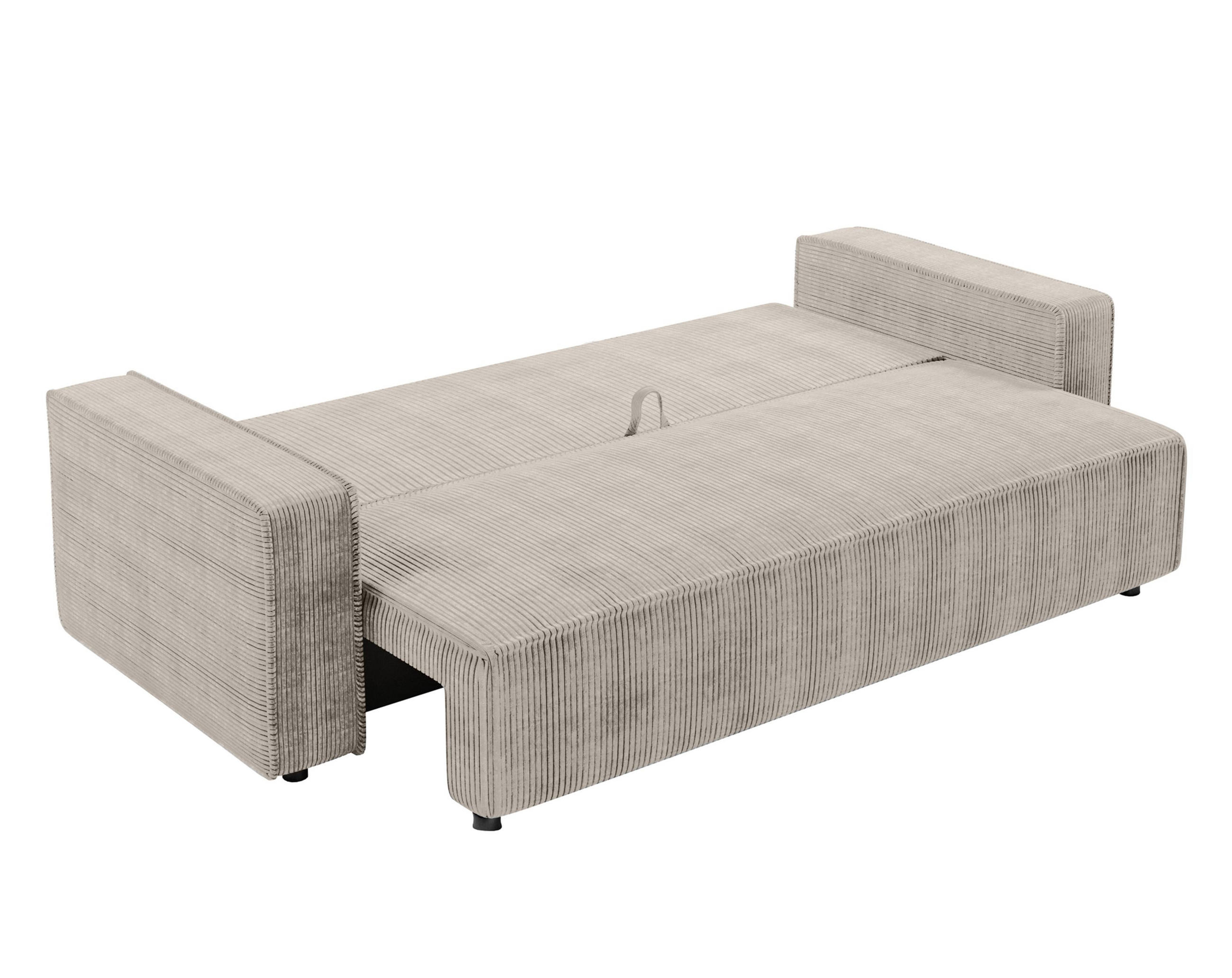 BIGSOFA Aydin Sofa Beige 238/94/85 cm Cord mit Schlaffunktion Bettkasten - Beige/Schwarz, Kunststoff/Textil (238/85/94cm) - AX Living
