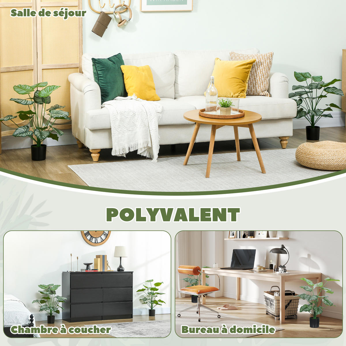 PFLANZENSET Grün realistisch mit Topf 65 cm (2er-Set) - Grün, Kunststoff (65cm) - PANGIVO