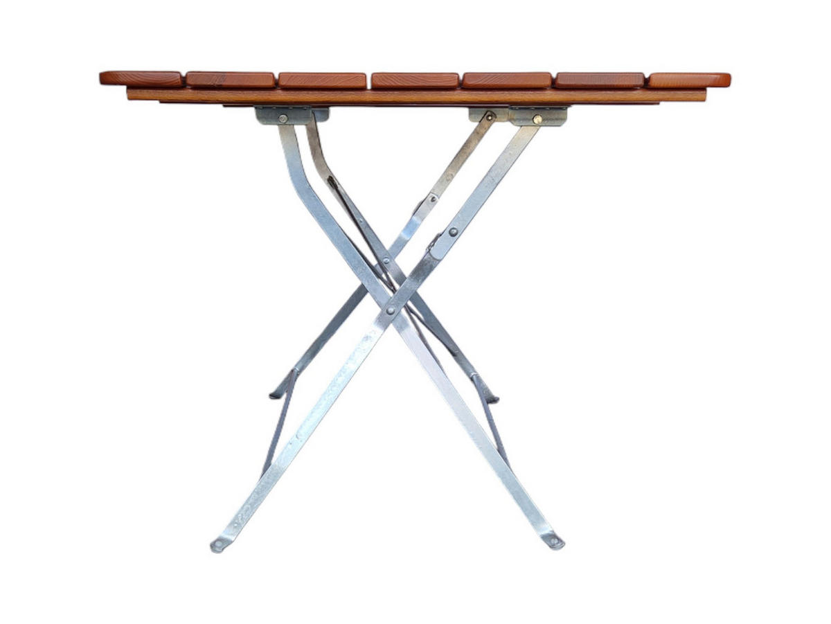 BIERGARTENTISCH BERGTAL 74x120x80cm Klappbar Eschenholz Silber/Braun 6 Peronen - Braun, Holz (80/120/74cm) - CHEFGASTRO