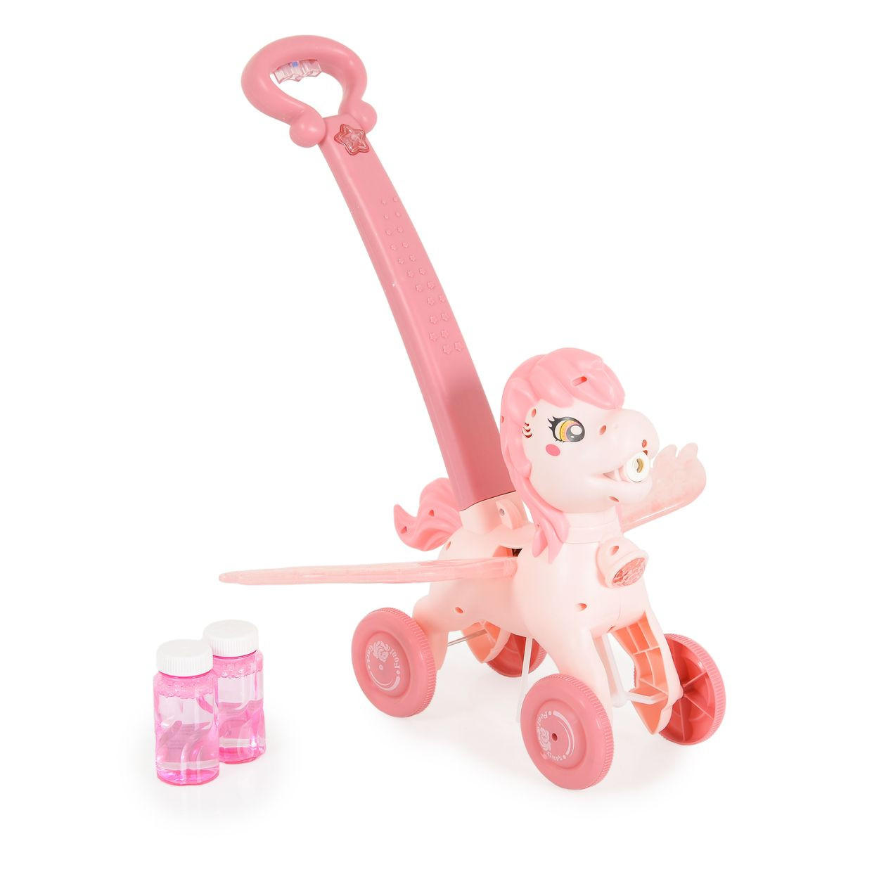 SPIELZEUG Schiebespielzeug Pony Wings rosa 40 cm Höhe, Seifenblasen, bewegliche Flügel, Musik, Lichtfunktion - Rosa, Kunststoff (39/40/35cm) - Moni