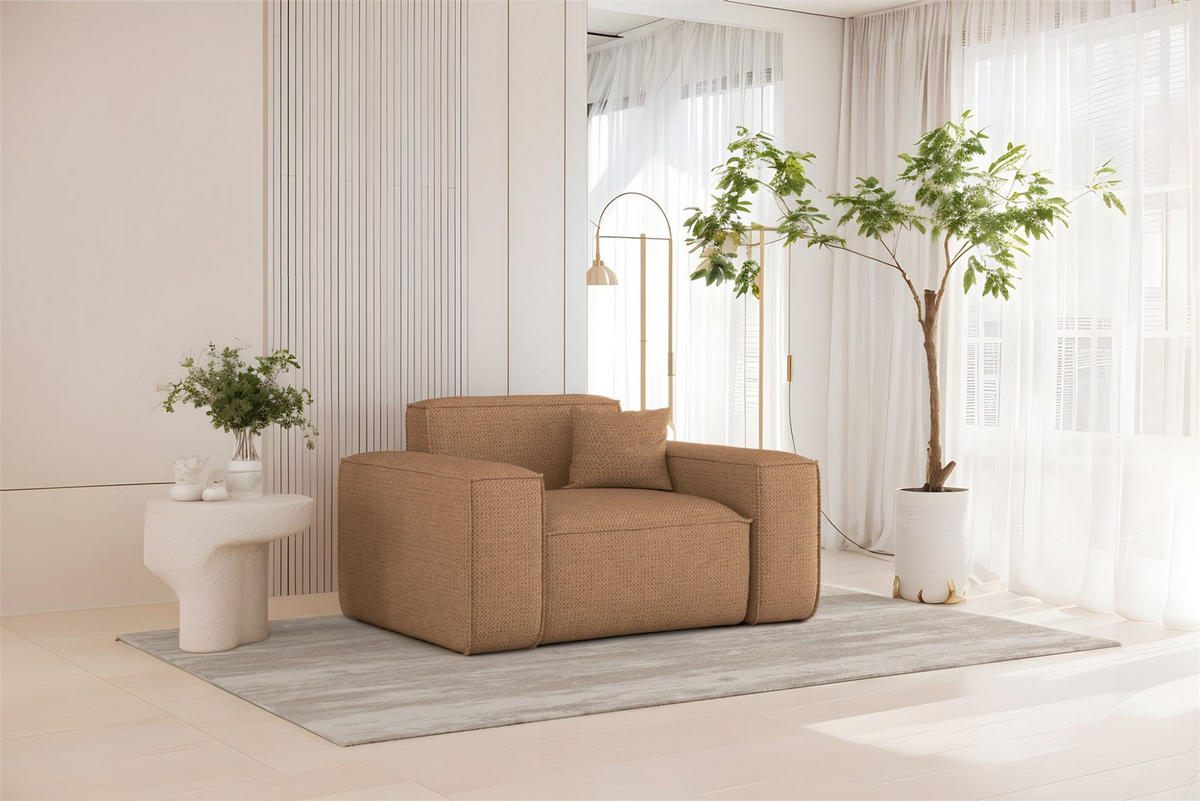 SOFASET Celes Premium 3-2-1 In Artico - Rotbraun, Holzwerkstoff/Textil (218/73/90cm) - Fun Möbel