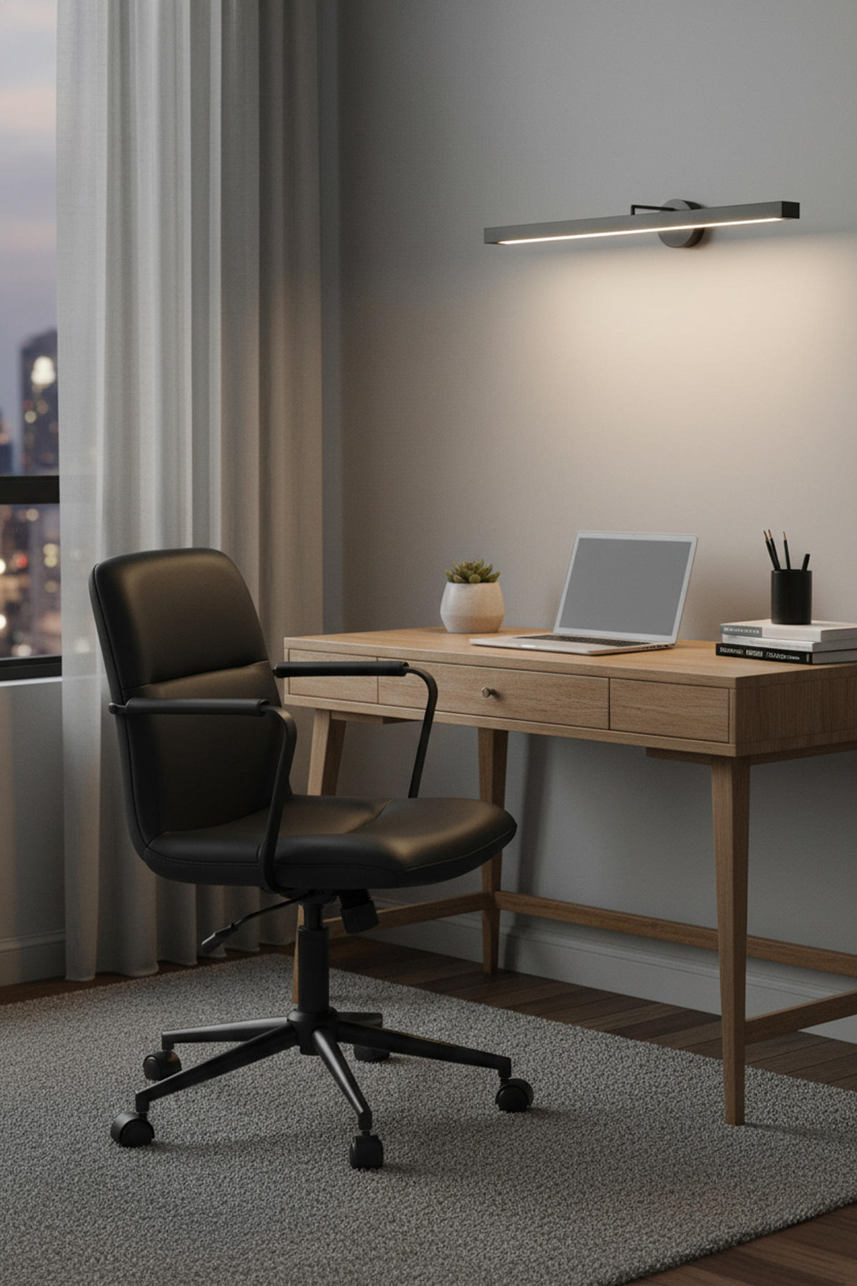 BÜROSTUHL Helix Echtleder schwarz - Schwarz, Leder/Metall (58/98/62cm) - TPFLiving