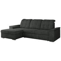 ECKSOFA MADRITO L - Dunkelgrau Struktur - Links - Dunkelgrau/Silberfarben, Textil/Metall (160/256cm)