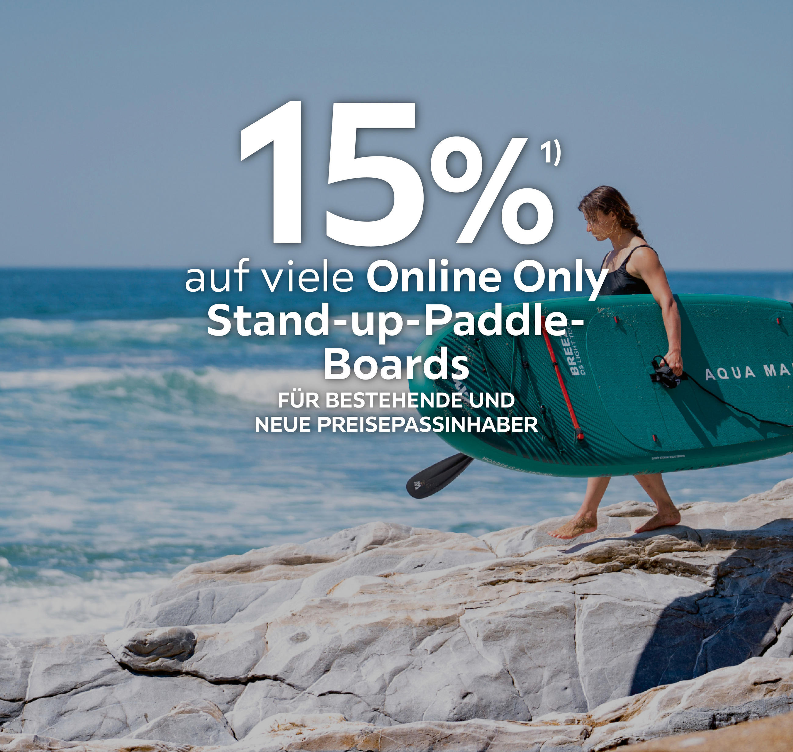 15% auf viele online only stand up paddle boards. für bestehende und neue preisepassinhaber.