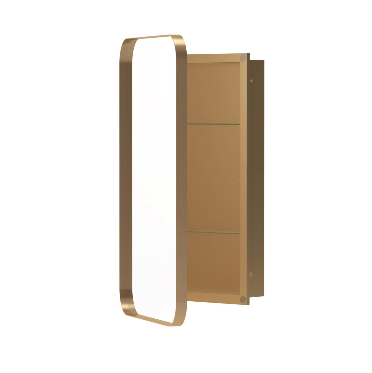 SPIEGELSCHRANK 76x51x12cm Gold mit Aufbewahrung - Wandspiegel für Badezimmer - Goldfarben, Glas (76/12/51cm) - Modfu