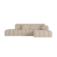 ECKSOFA mit Schlaffunktion Ottomane RECHTS OLEA-L2 321x164x75 Dunkelbeige Bouclé - Hellbraun/Schwarz, Holzwerkstoff/Kunststoff (164/321cm) - ALTDECOR