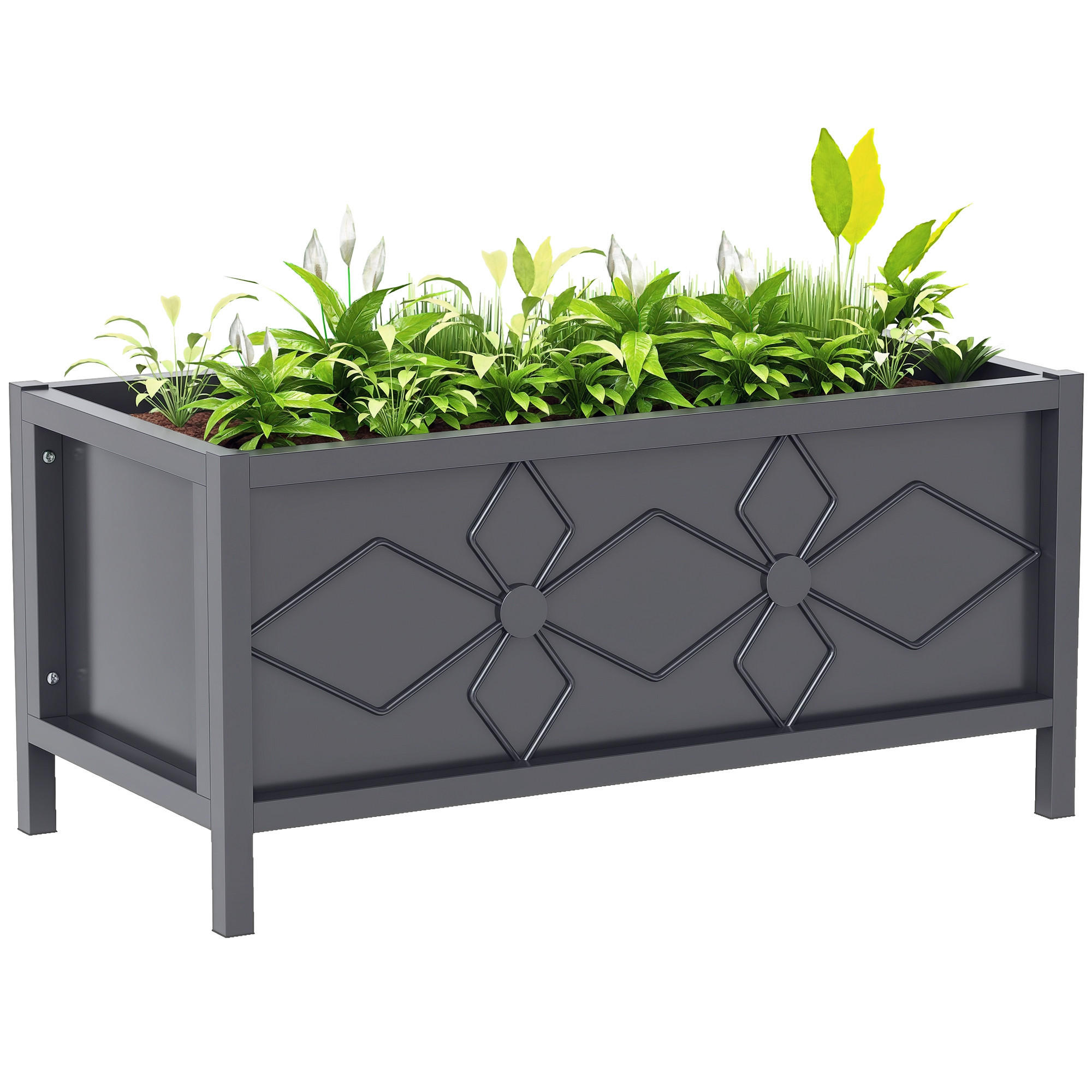 HOCHBEET DE-12194 rechteckig 80/40/38 cm mit Sicherheitsrand Schwarz - Schwarz, Metall (80/38/40cm) - ComfortXL