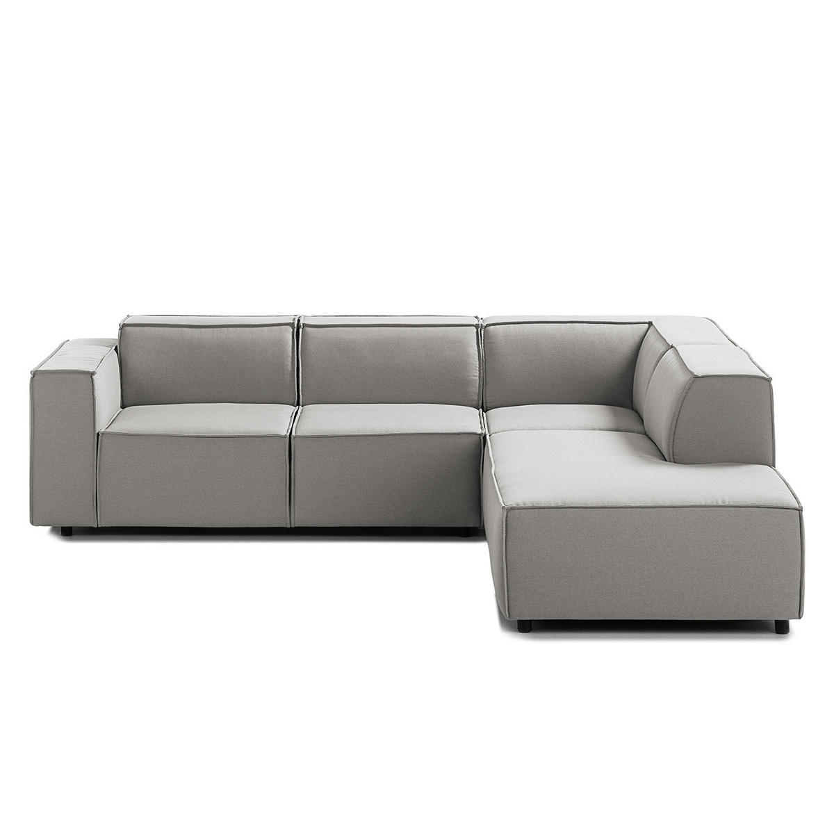 ECKSOFA mit Ottomane - Graubraun/Schwarz, Kunststoff/Textil (260/234cm) - home24
