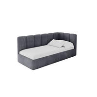 EINZELLBETT Jugendbett mit Bettkasten, Links - DEXY 90x200 Dunkelgrau - Dunkelgrau, Holzwerkstoff/Textil (90/200cm) - ALTDECOR