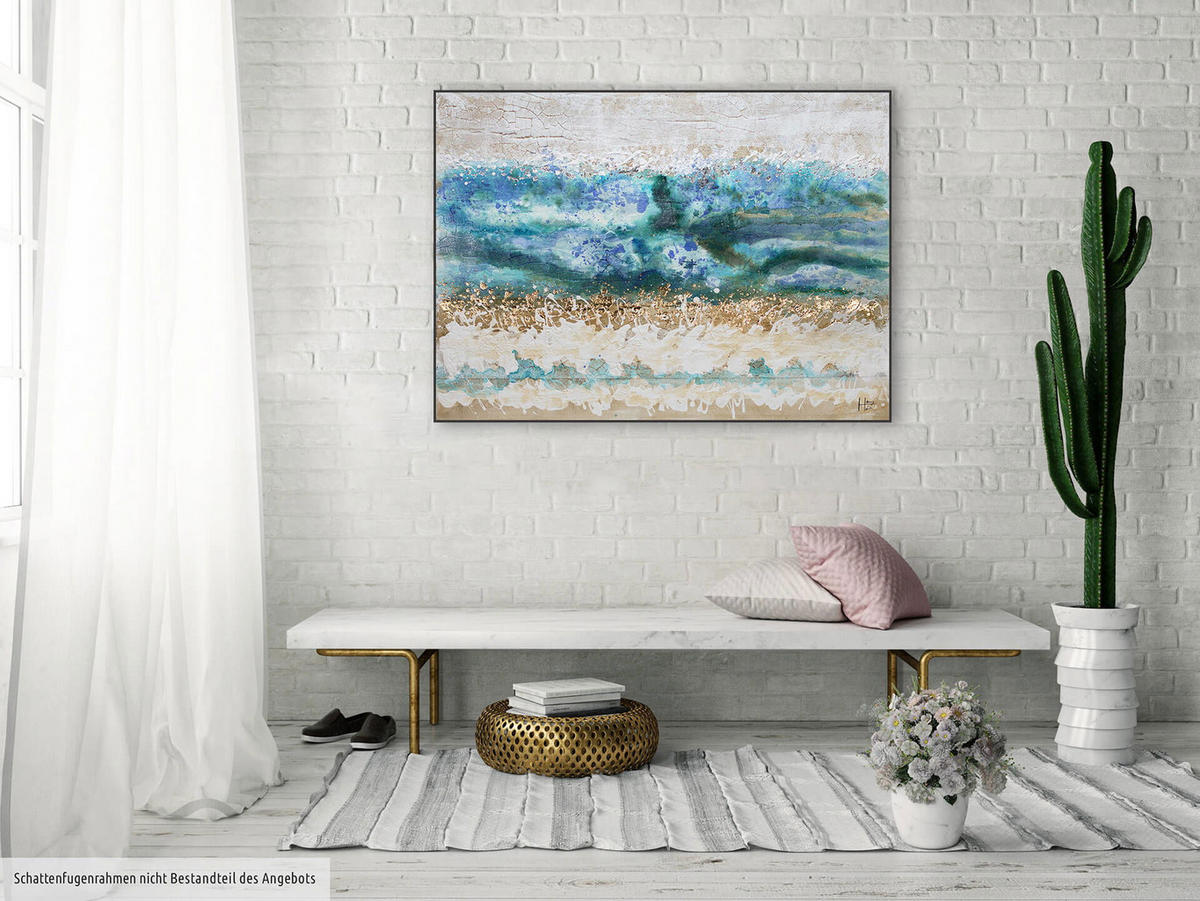 ÖLGEMÄLDE 100/75 cm - Blau/Beige, Holz/Textil (2.47/75cm) - KUNSTLOFT