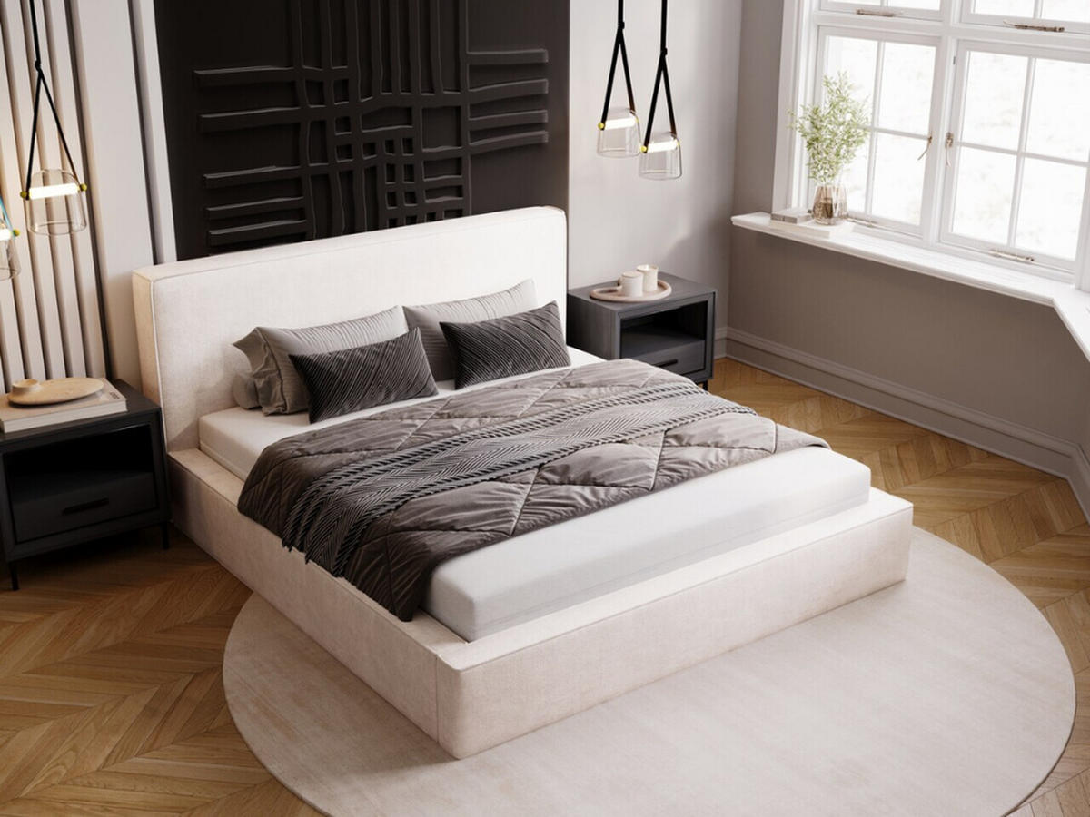 POLSTERBETT Monaco 200x200 Cremige - Creme, Textil (200/200cm) - Graingold