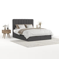POLSTERBETT Vienna mit Stauraum 140/200 cm Anthrazit im Megan Stoff - Anthrazit/Schwarz, Holz/Holzwerkstoff (140/200cm) - AltaBeds