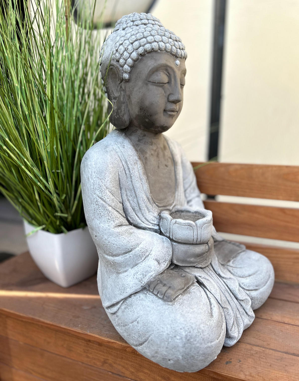 STEINFIGUR Buddha Shiva XL frostfest Steinguss - Grau, Stein (28/48/27cm) - stoneandstyle