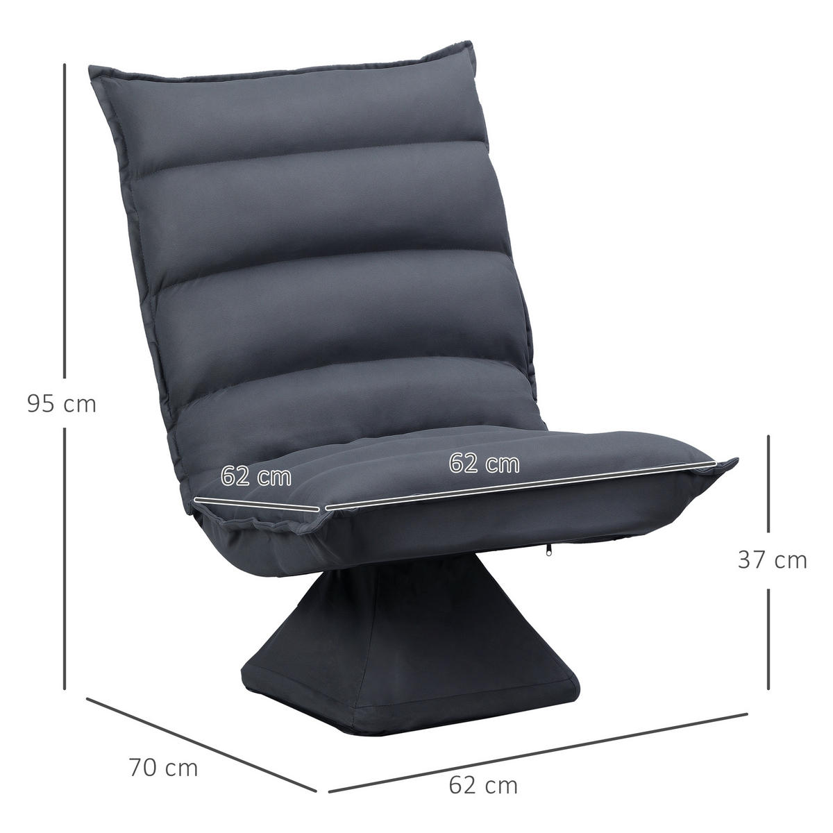 BODENSOFA Bodenstuhl mit 360° drehbarem Sockel Meditationsstuhl Dunkelgrau - Dunkelgrau, Metall (70/95/62cm) - HOMCOM