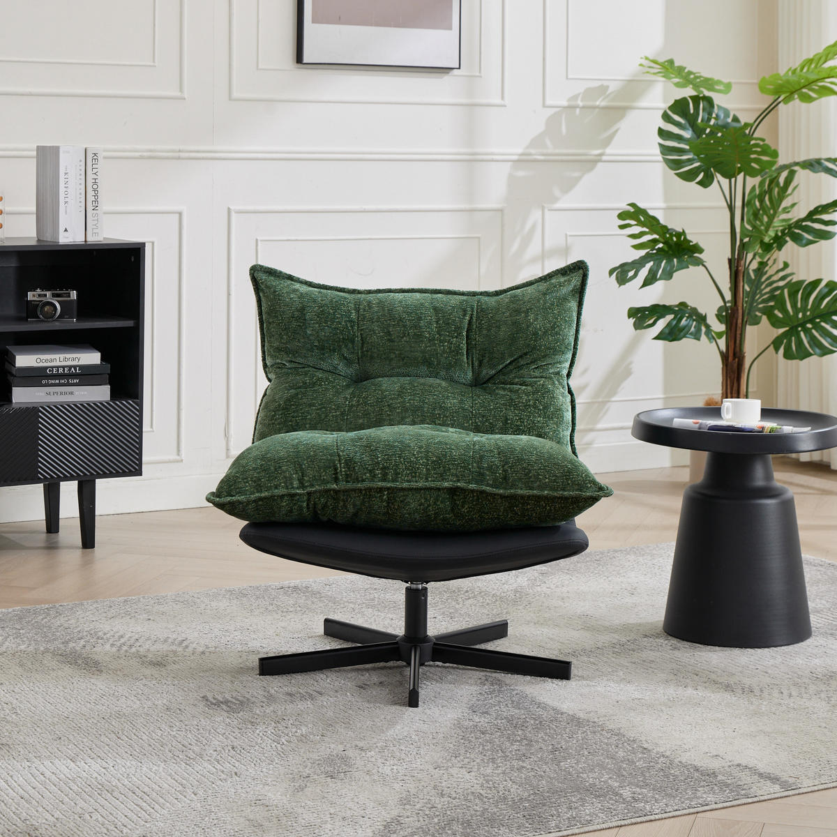SESSEL Drehbar Relaxsessel 3-Stufen Lehne Memory Foam - Dunkelgrün, Textil (81/60/106cm) - Urban Meuble