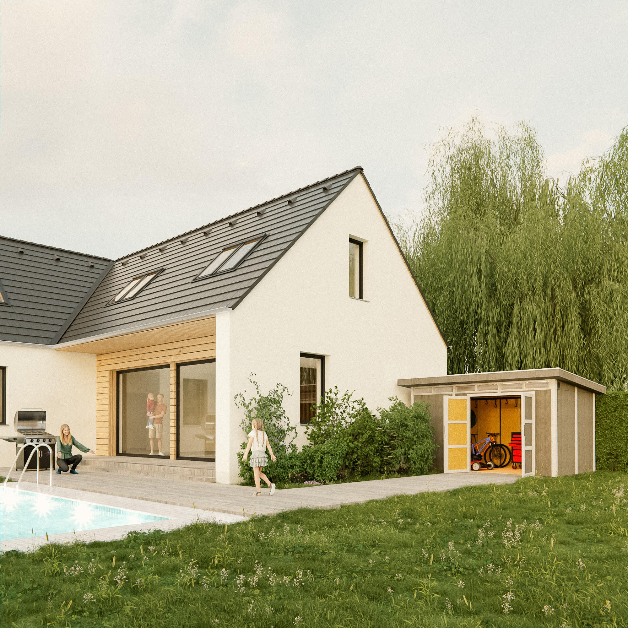 HOLZ-GARTHENHAUS basis LP SmartSide 8,7m² mit B411xL279xH239 cm - M904A - TUNDRA GREY - Grau, Holz (412/237/279cm) - Timbela