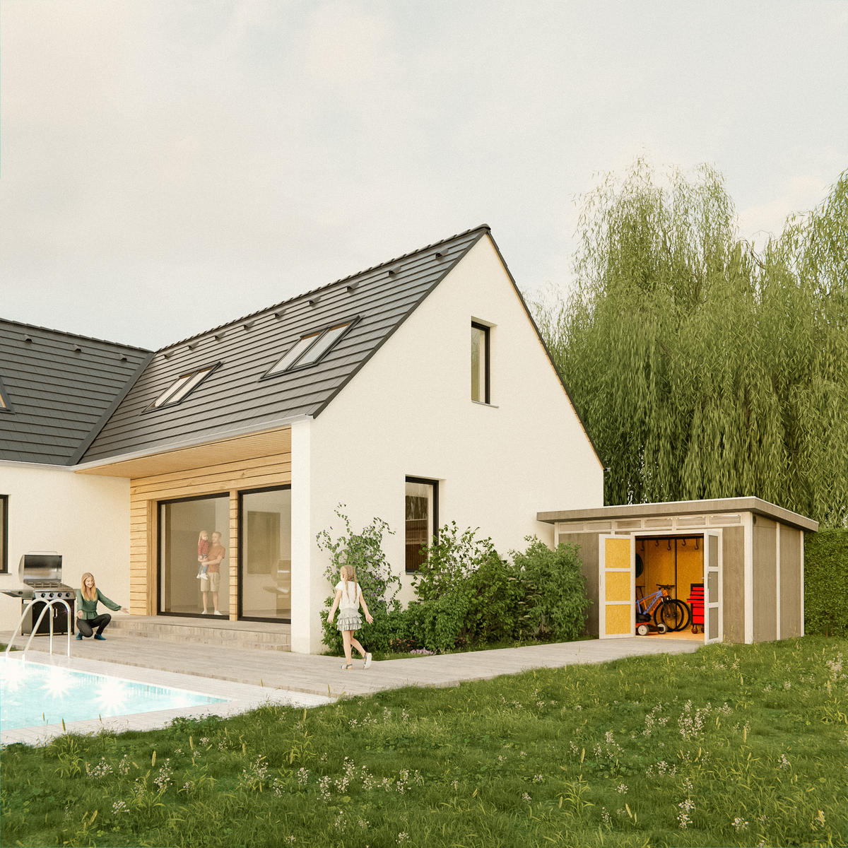 HOLZ-GARTHENHAUS basis LP SmartSide 8,7m² mit B411xL279xH239 cm - M904A - TUNDRA GREY - Grau, Holz (412/237/279cm) - Timbela