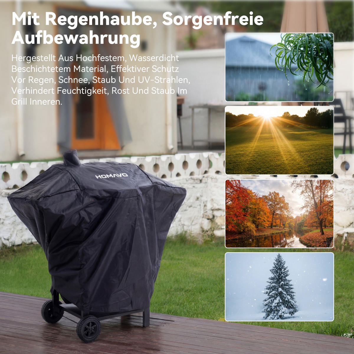 HOLZKOHLEGRILL mit Abdeckung - Silberfarben/Schwarz, Metall (44/106/107cm) - HOMAVO