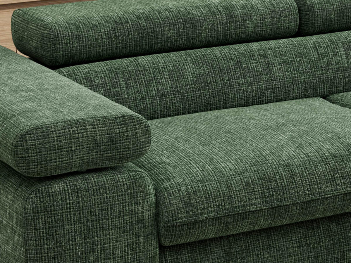 ECKSOFA PABLO L Dunkelgrün Schenille grob gewebt - Rechts Seite - Dunkelgrün/Schwarz, Textil/Metall (273/208cm) - MKS