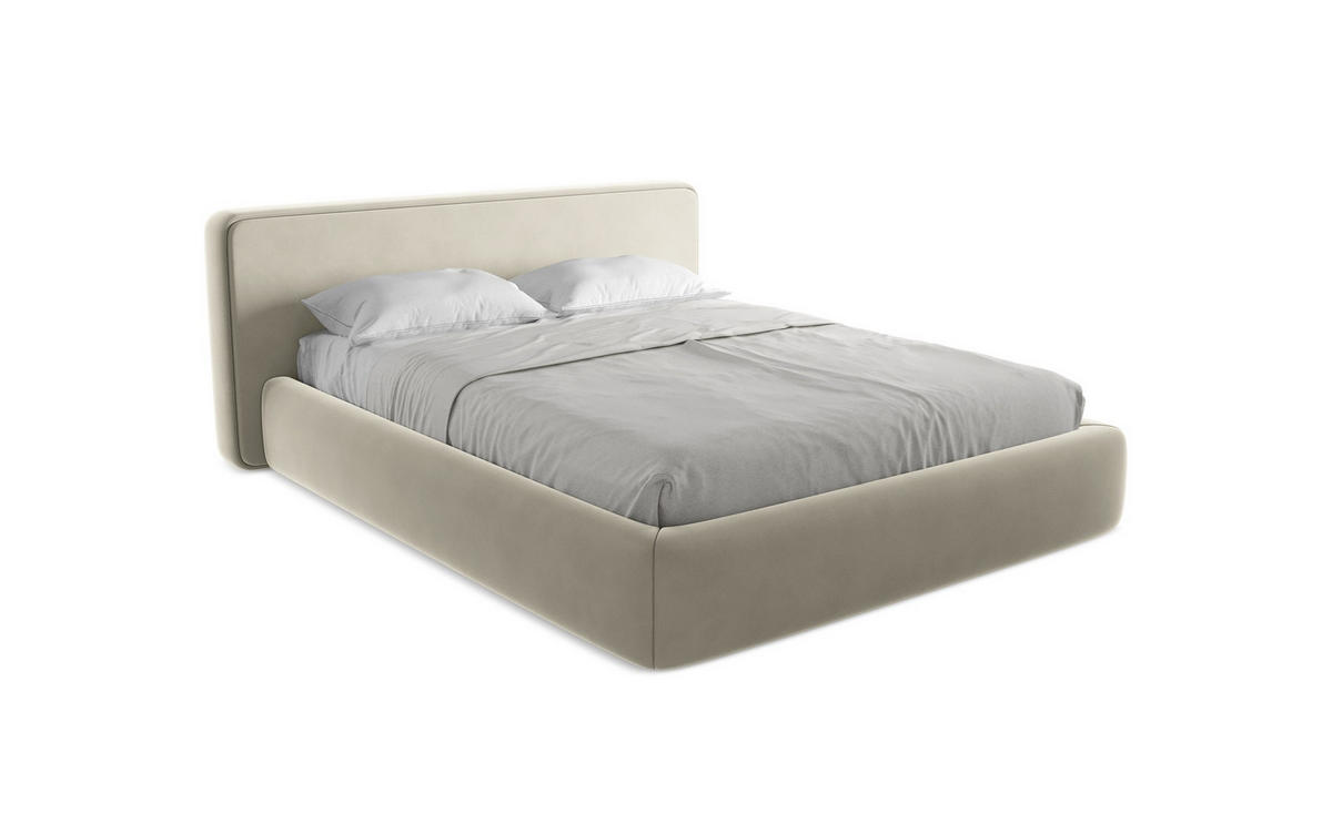 POLSTERBETT mit Bettkasten und Lattenrost 200x225 Creme - Perlmutt/Creme, Kunststoff/Textil (160/200cm) - Makamii