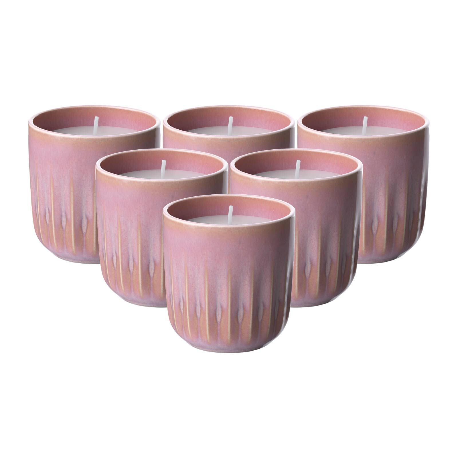 DUFTKERZEN SUNKISSED Perlemor Home Coral rosa ø 8,5 x 9 cm 6er Set - Rosa, Keramik (9cm) - like.Villeroy & Boch