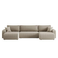 ECKSOFA U-Form Mit Schlaffunktion Und Bettkasten MILANO Dicker Cord Dunkelbeige - Cappuccino, Holz/Textil (312/145cm) - Kaiser Möbel