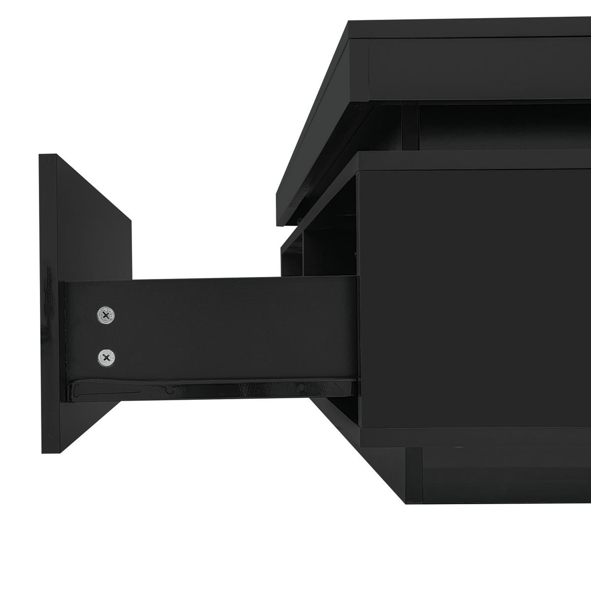COUCHTISCH aus Spanplatte 100x50x40,3 cm Schwarz mit Hochglanzoberfläche, LED-Beleuchtung und Schublade - Schwarz, Holzwerkstoff (100/50/40.3cm) - IVMEU