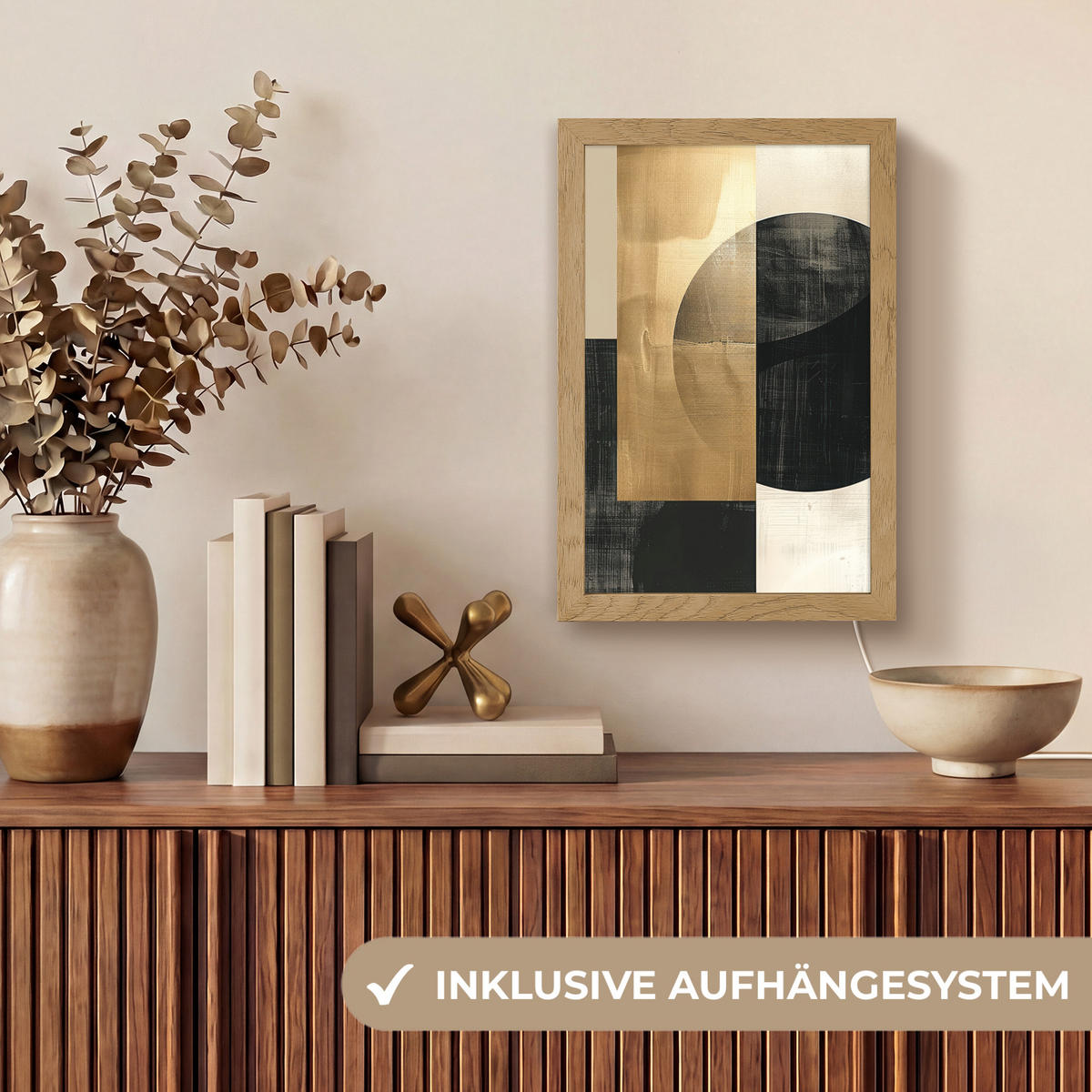STOLNÍ LAMPA Abstraktní - Moderní - Černá - Zlatá 20x30 cm - béžová, kompozitní dřevo (8/20/30cm) - OnlyWow