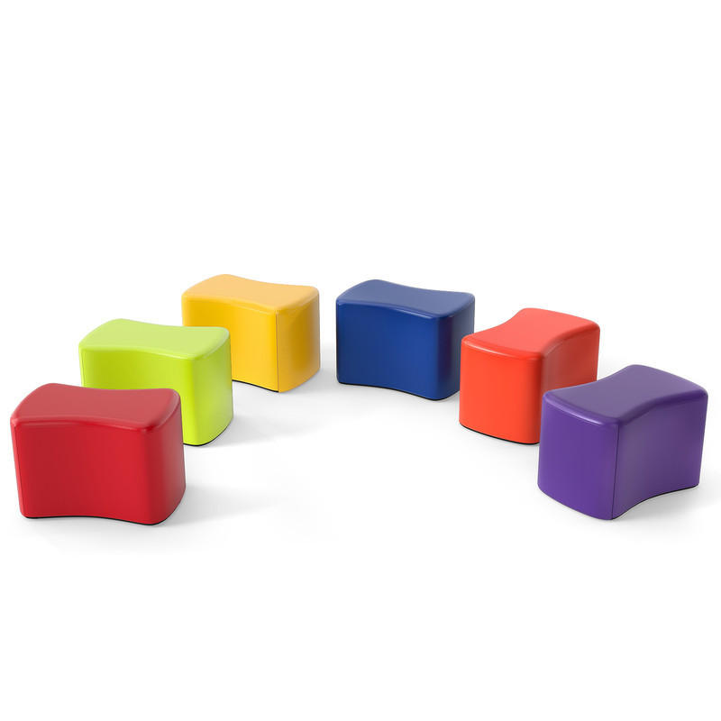 KINDERSITZ Schmetterlingsform bunt(6er-Set) - Multicolor, Leder (37/25/25cm) - COSTWAY