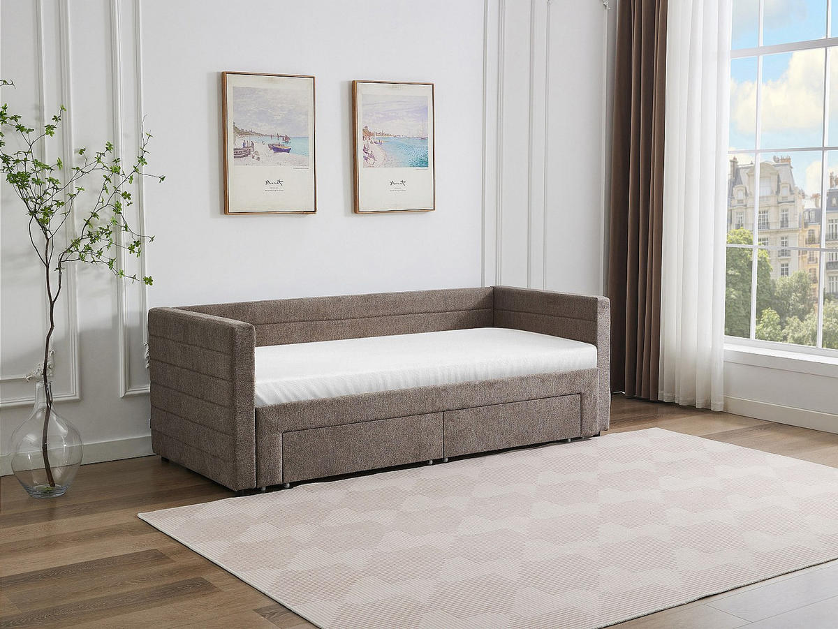 SOFABETT - 1 Person - stoff - taupe Camity - Taupe, Textil (80/200cm) - Vente-Unique