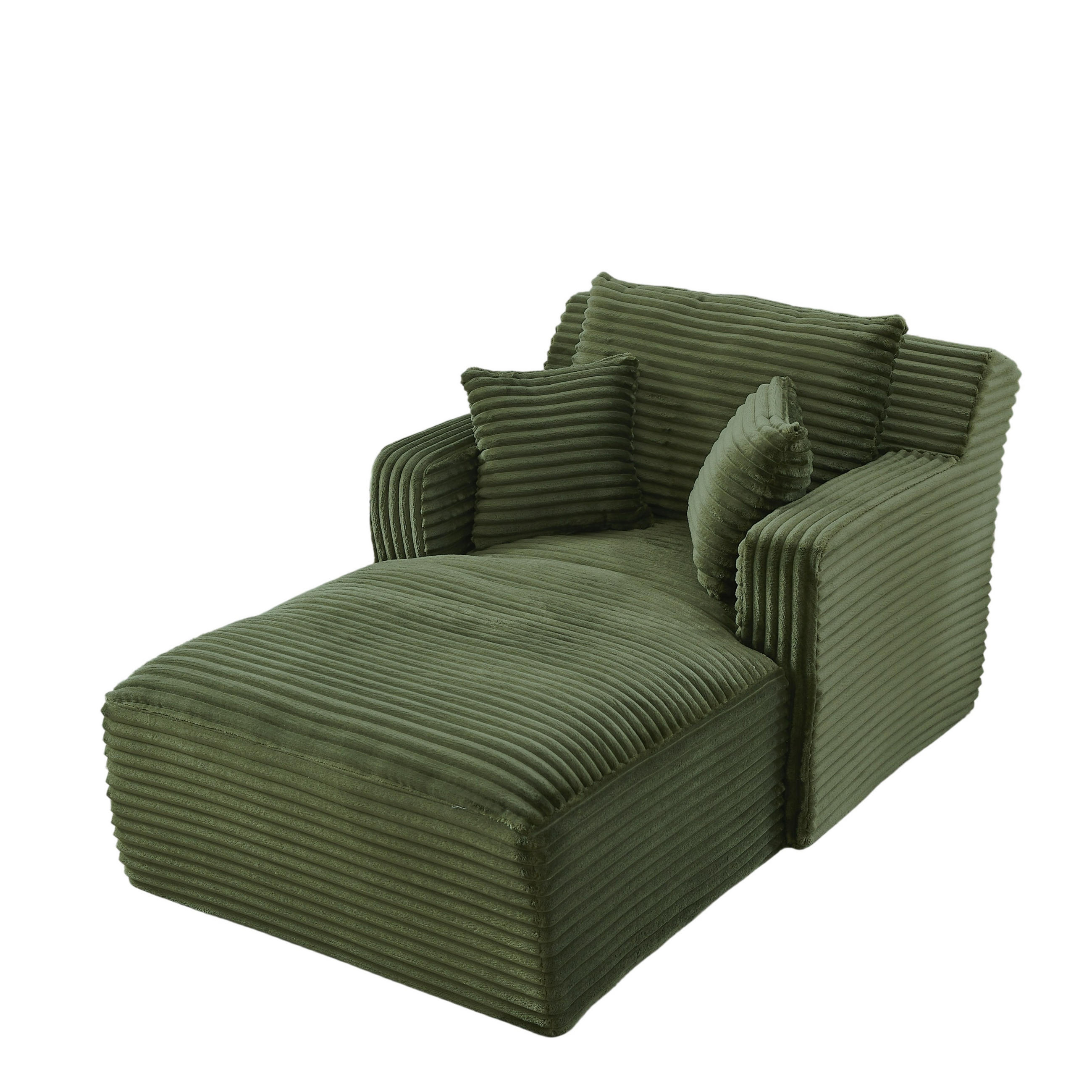 SCHLAFSESSEL DE-34906 Cord mit Schlaffunktion Grün - Grün, Textil (100/82/166cm) - ComfortXL