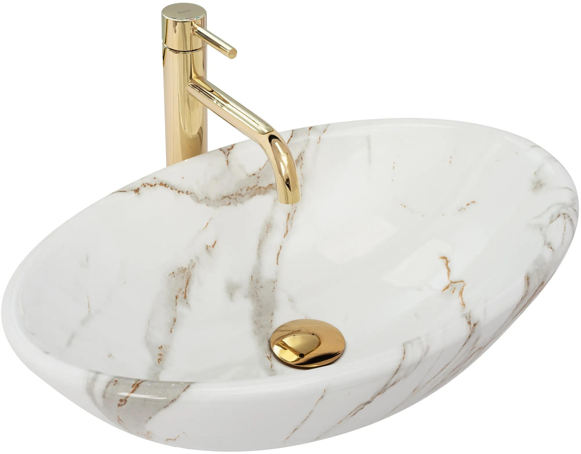 AUFSATZWASCHBECKEN Rea Pamela Shiny Aiax - Weiß, Keramik (33/15/53cm) - REA