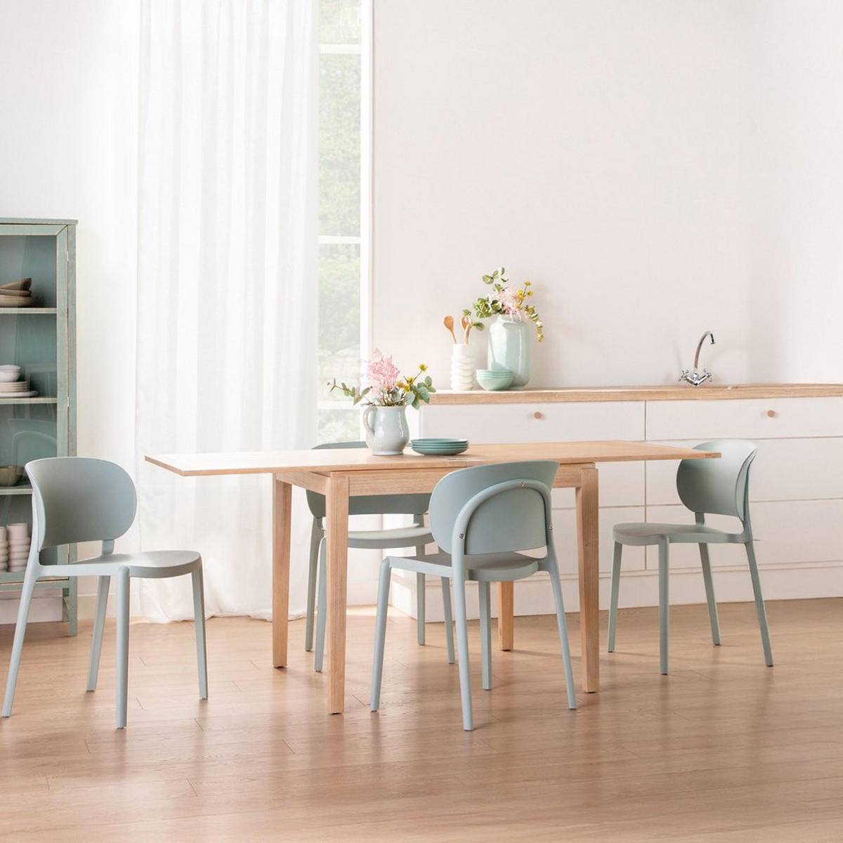 AUSZIEHBARER TISCH Dina Natürlich 90 - 180 cm x 78,5 cm - Naturfarben, Holzwerkstoff (90/90/78cm) - Klast Home