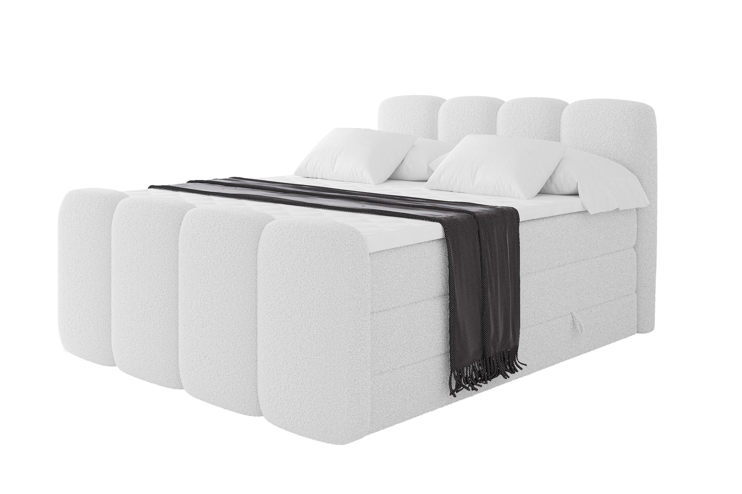 BOXBETT mit Matratze H3|H4 - NINA-Z KING - 160x200 cm - Weiß - Weiß, Holzwerkstoff (160/200cm) - ALTDECOR