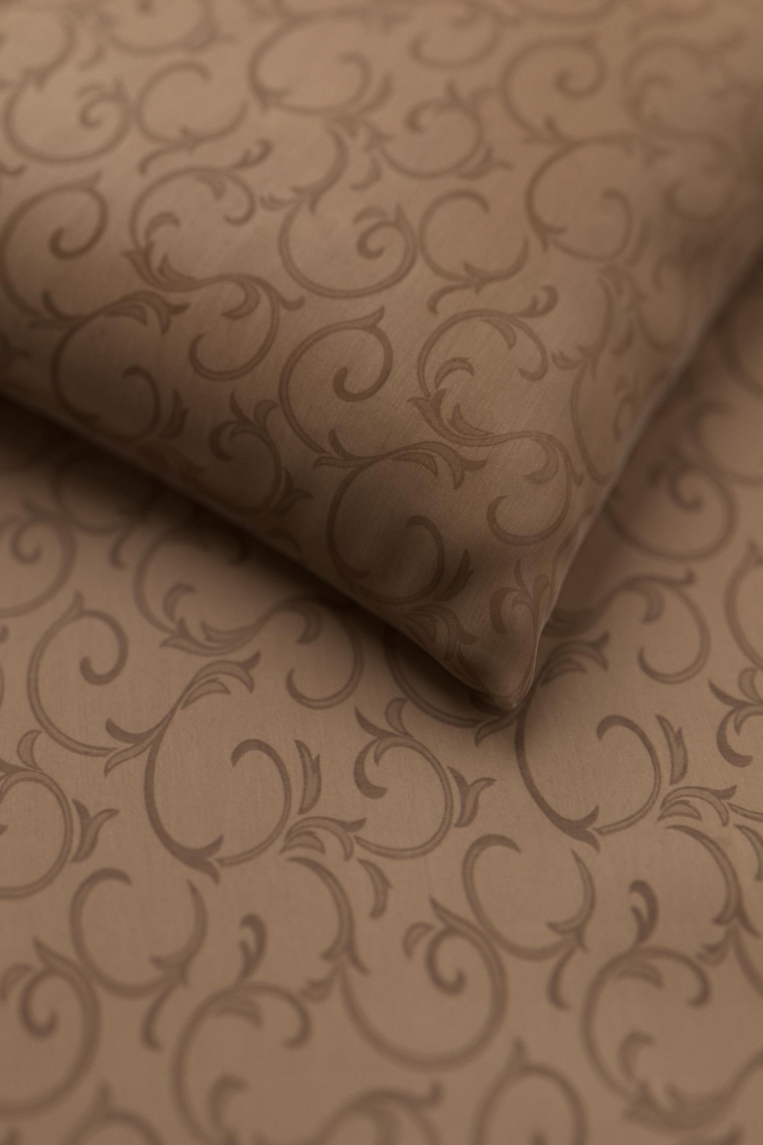 DAMAST-BETTWÄSCHE 155x220 Mako Brokat Bettbezug Ornamente Muster Braun - Made in Germany - Braun, Textil (155/220cm) - Carpe Sonno