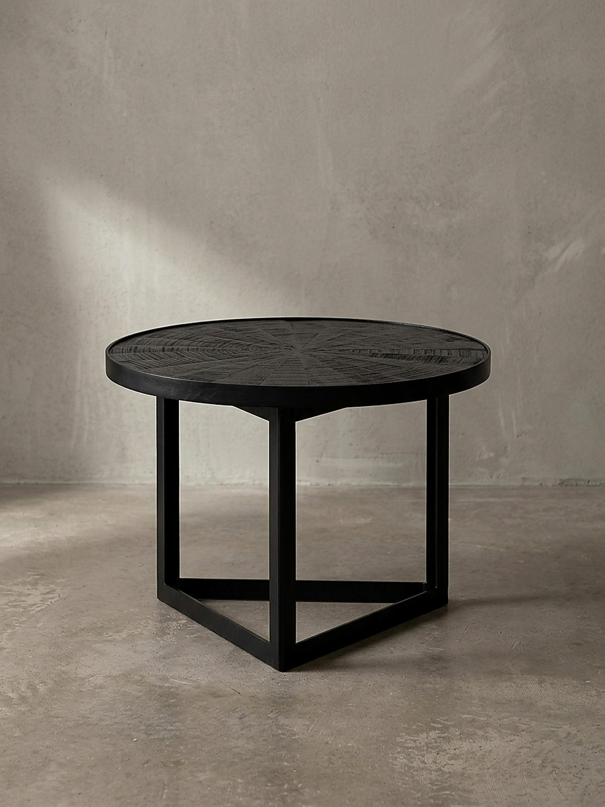COUCHTISCH Schwarz Massivholz Mango Rund 58x58x40 cm Industrial Design - Schwarz, Holz/Metall (58/58/40cm) - KADIMA DESIGN