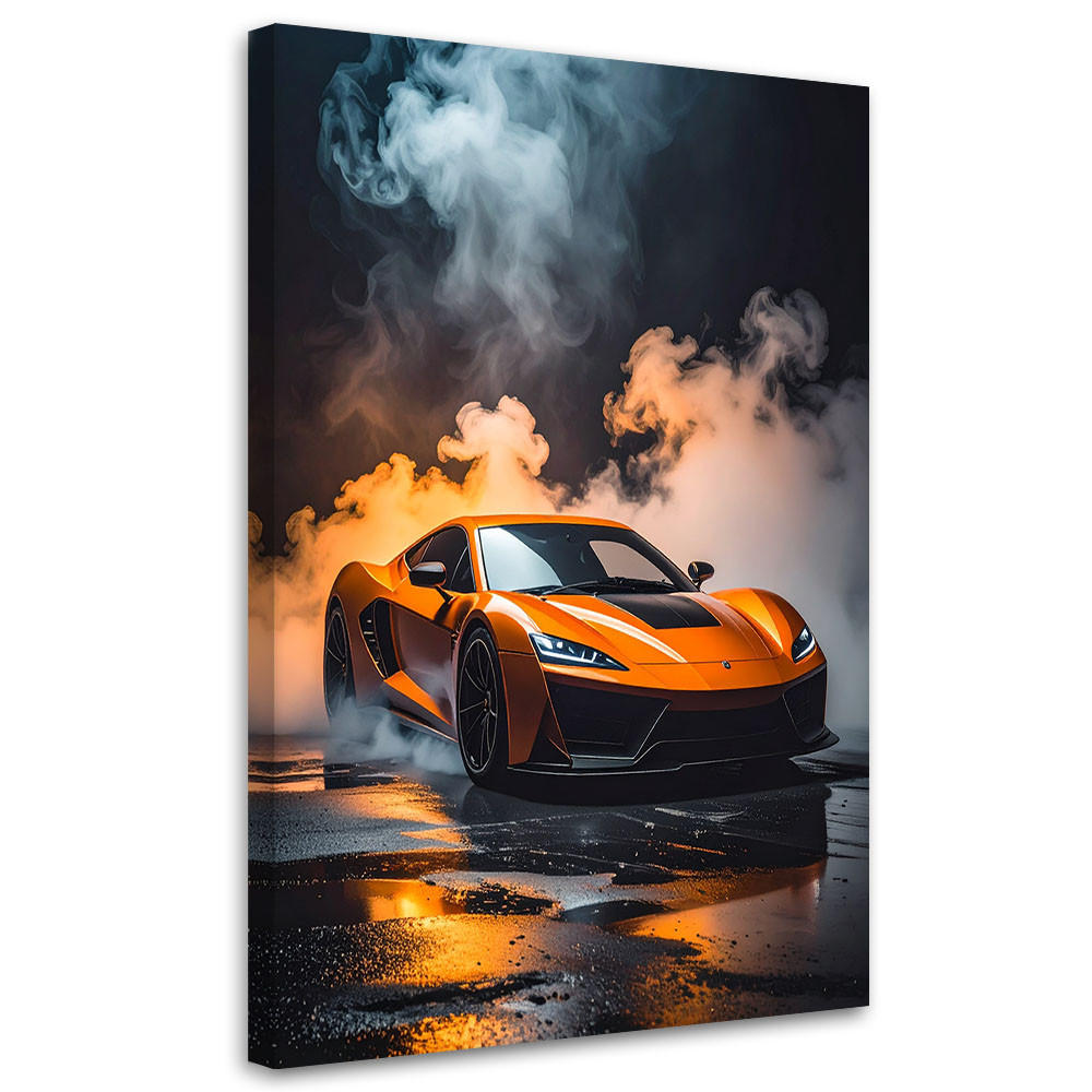 LEINWANDBILD Kraftfahrzeuge 80x120cm - Orange, Textil (80/120cm) - Feeby