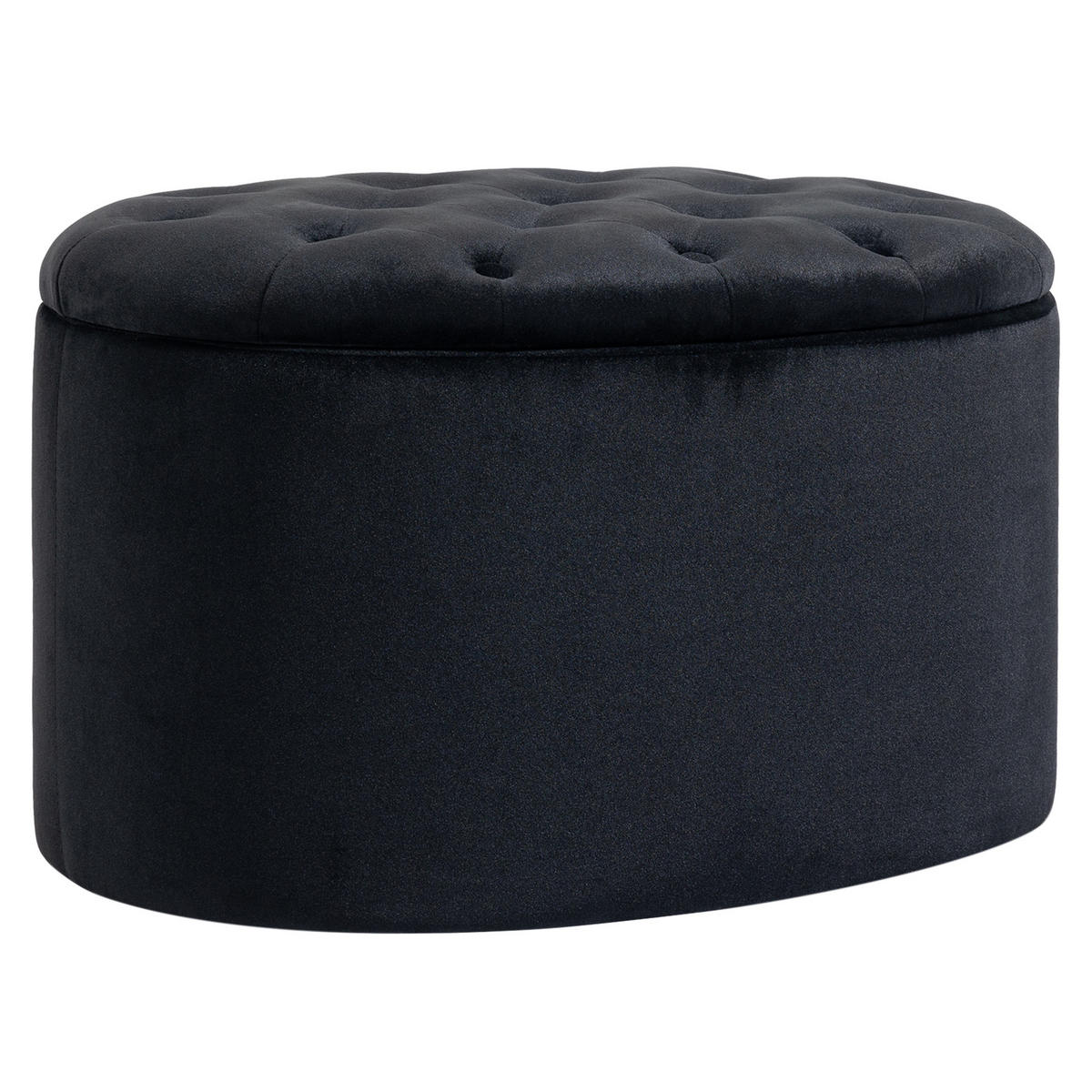 TRUHENBANK DE-07193 Samtoptik und ovaler Form Schwarz - Schwarz, Holz/Textil (52/42/71cm) - ComfortXL