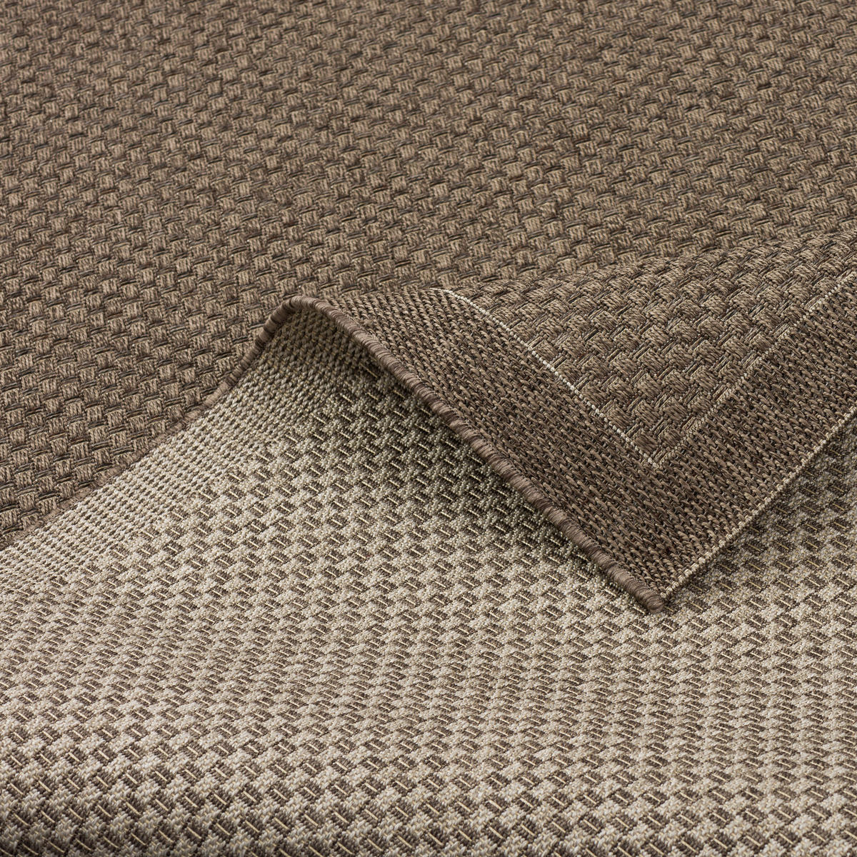 IN & OUTDOOR TEPPICH NATUR PANAMA BORDÜRE - Dunkelbraun, Textil (80/150cm) - Pergamon